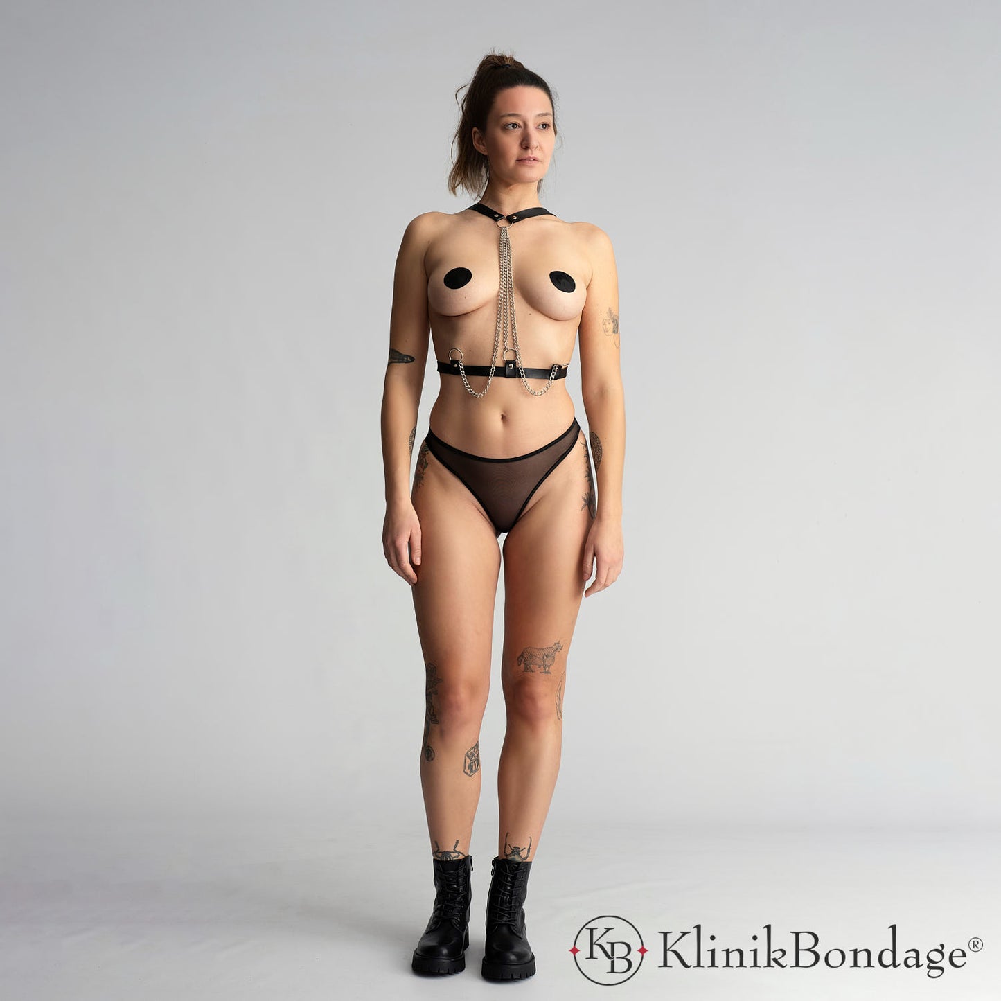 BDSM Outfit Kunstleder Schwarz