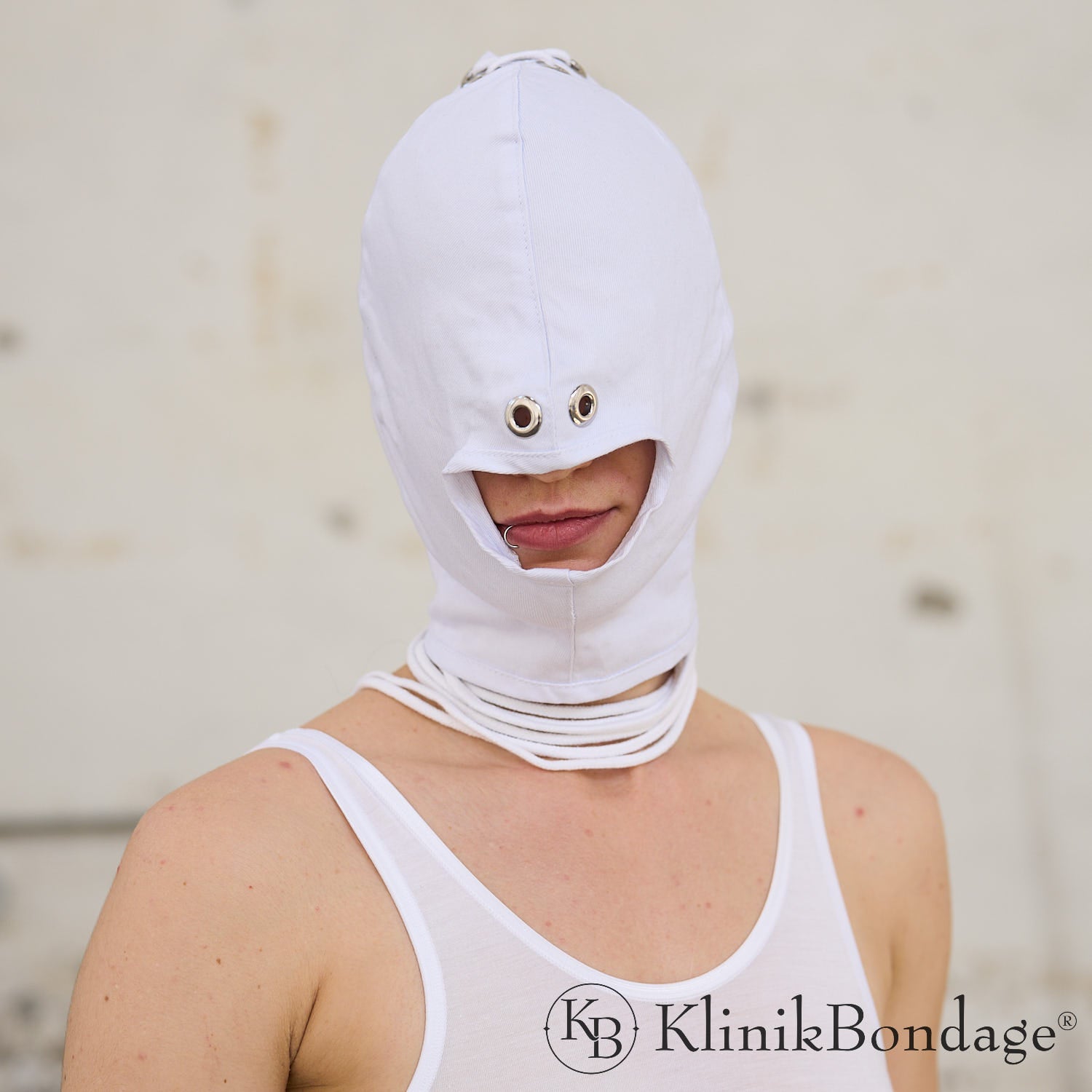 BDSM Mask with Mouth Opening White