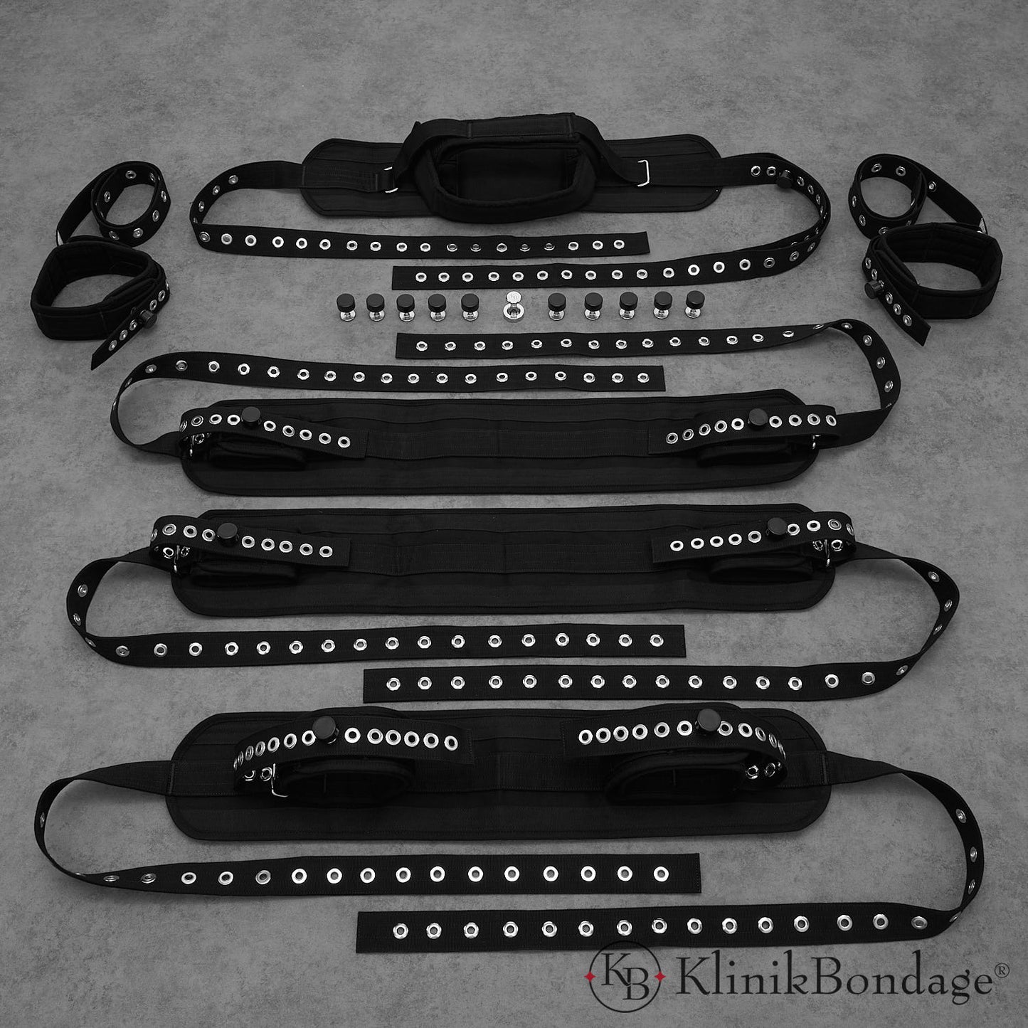 9 Point Fixation Bed Bondage Set zwart