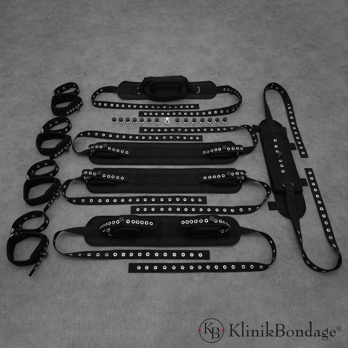 12 Point fixation bed bondage set black