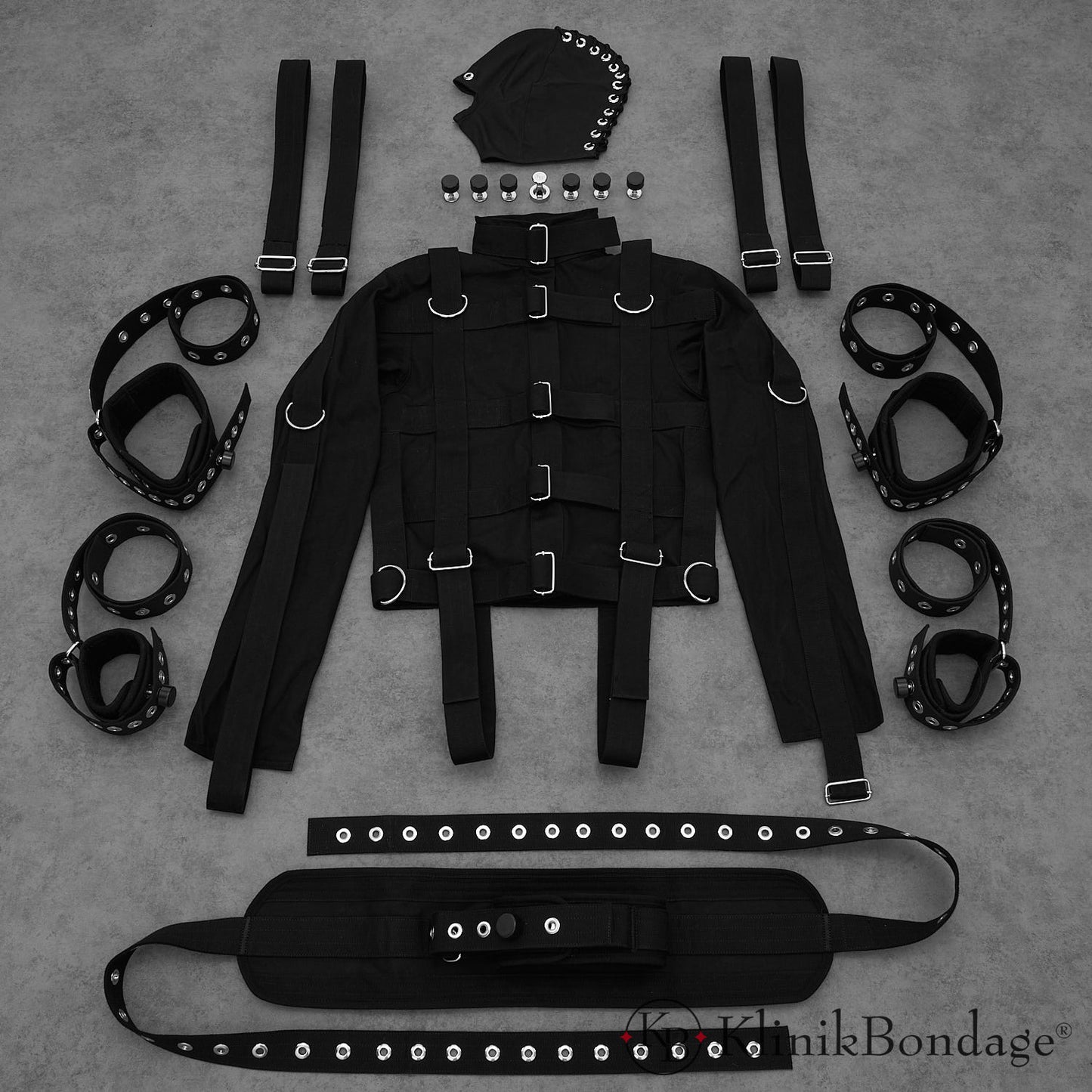 Zwangsjacke BDSM Set Schwarz