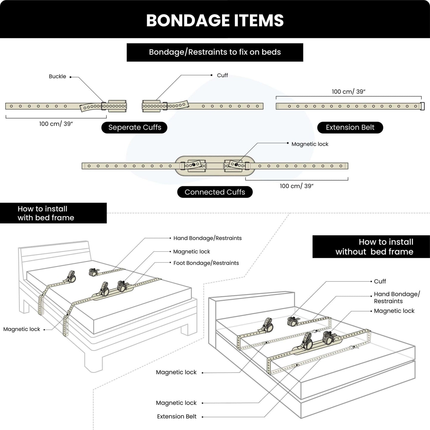 Hand Bondage Restraints 2pcs Set