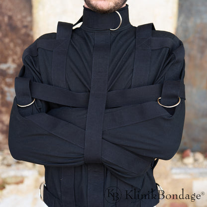 Veste forcée de ceinture de fixation 160 cm noir et blanc