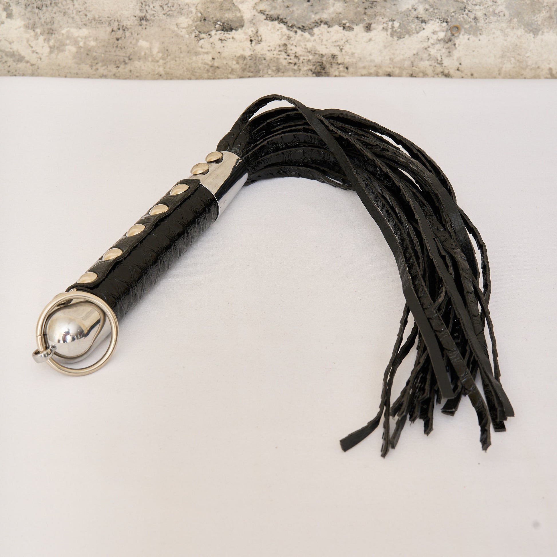 Black Flogger Latex Whip